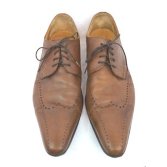 JAIME MASCARO BROWN LEATHER LACE UP OXFORD SHOES 44 - Picture 1 of 5